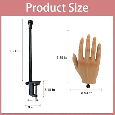 Silicone Practice Hands for Acrylic Nails with Stand Bracket Make-up Nail Practice Hand Flexible Hand Painted Mannequin Hands for Nails Art Training Tool (New 4#-Left Hand)