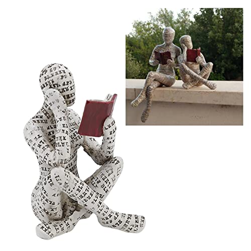 TOPINCN Girl Reading Figurine, Resin Figurine Innovative Lady Reading Pulp Molding Bookshelf Ornaments - Image 4