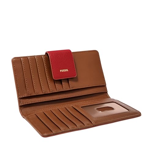 Image of Fossil Women's Logan Leather Wallet RFID Blocking Tab Clutch
