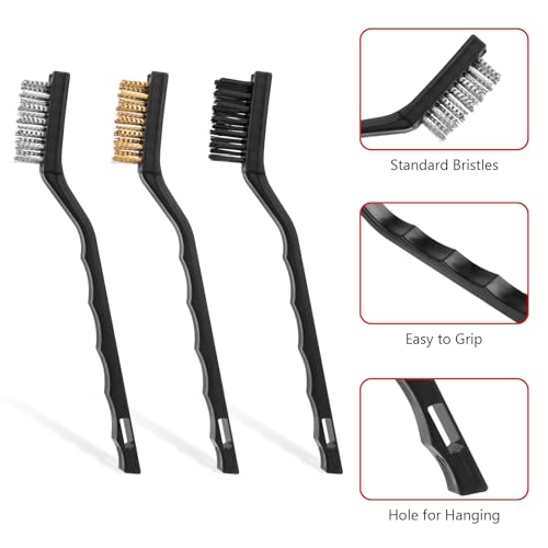 3 Stück Drahtbürste Klein Drahtbürsten Set, Stahlbürste bürste Rost Drahtbürste, Drahtbürste, für die Reinigung von Schweißschlacken und Rost