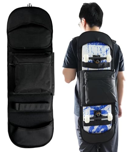 QOPET Skateboard Tasche aus verdicktem 900D Oxford, Cruiser Board Tasche Elektrische Skateboard Tasche Wasserdicht Rucksack für Skateboarding