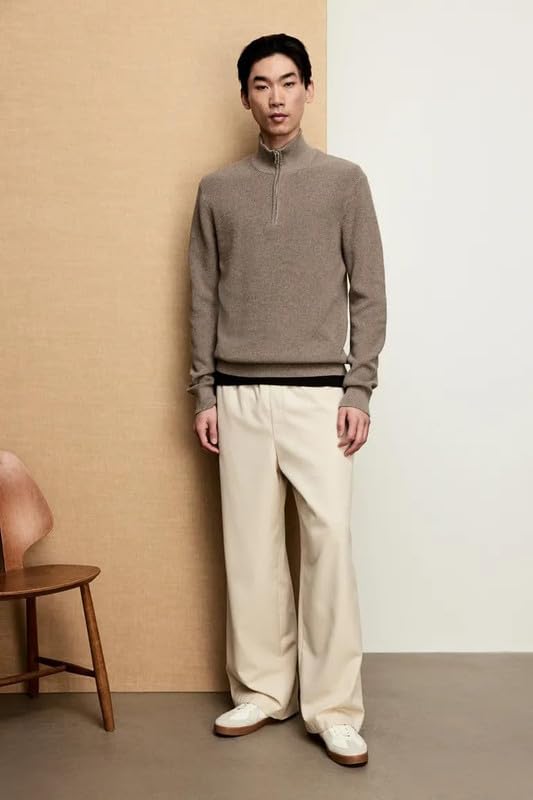 Image of Solid Half Zipper Long Sleeve Winter Wear Pull On Sweatshirt for Mens