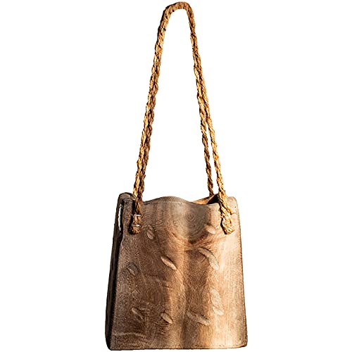 Cestas De Flores En Forma De Bolso/Macetas/JarróN Decorativo, Cesta De Jardinera De Madera Natural Creativa Con Asa De Cuerda De Yute Cover