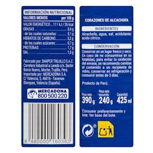 Corazones de alcachofas Hacendado Bote 390 g (240 g escurrido) Pack 2