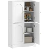 HOMCOM Credenza Cucina 2 Armadietti 4 Ante ad Arco 60x30x110 cm Bianco
