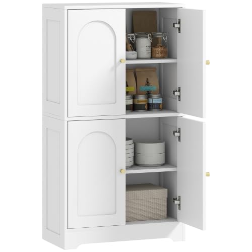 HOMCOM 110cm Kitchen Cupboard Kitchen Cabinet 4 Doors White