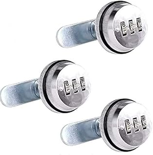 SPOTACT Combination Cabinet Cam Lock Keyless Security Drawer Stainless Steel Locks Cylinder Bright Chrome Zinc Alloy Password Coded Lock(3 Packs) (9/8")
