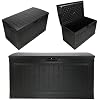 Suncast 80-Gal. Resin Large Outdoor Patio Deck Box with Pad-Lockable Lid, Modern Outdoor Patio Bench/Storage Box for Cushions, Garden Tools, and More, Iron Ore