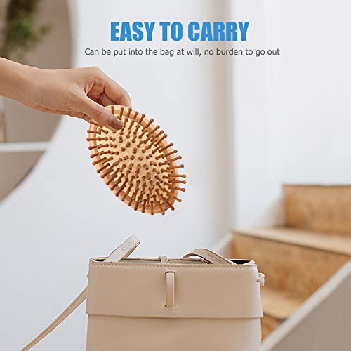 Bamboo Hair Brush, Ancable Travel Portable Wooden Bamboo Bristle Scalp Massager, Anti-Static Air Cushion Brush Comb, Mini Hairbrush For Men Women Kids Thick Thin Curly Straight Wet Dry Hair Restore Shine #TOP6