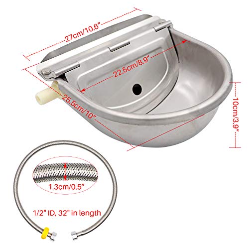 Automatic Watering Feeder Trough Bowl With Pipe Float Ball Valve For Livestock Cattle Horse Goat Sheep Stainless Steel Pet Dog Waterer Dispenser #TOP2