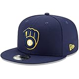 New Era Unisex-Adult MLB 9Fifty Team Color Primary Logo Adjustable Snapback Hat Cap One Size Fits All - Milwaukee Brewers Navy