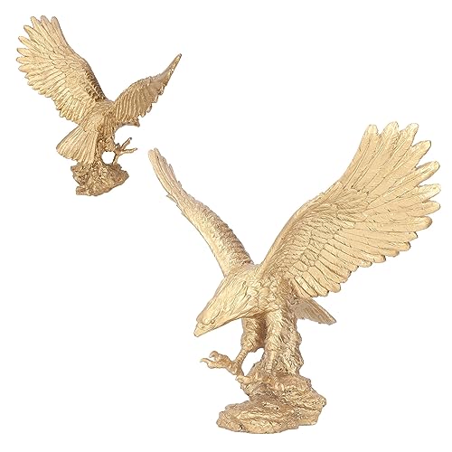 lvifloae Sculpture Aigle en Résine,Décoration de Table Grand Aigle Statuette doré Ornements Statue Grand Figurine Aigle doré résine Ornement Bureau décor