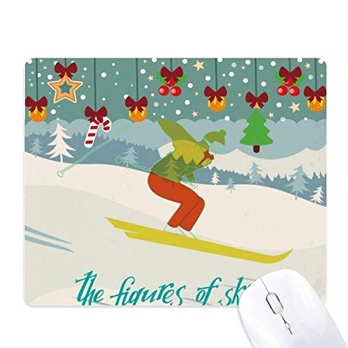 Tapis de souris de ski pour bureau et jeux d'hiver en caoutchouc antidérapant