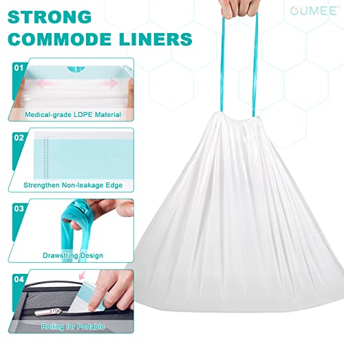 Oumee [90 Count] Commode Liners, Liners For Bedside Commode Bucket, Portable Potty Liners For Adults Commode Chair, Bedside Toilet Liners Pads Disposable Toilet Bags Camping Gel Bags For Travel #TOP2