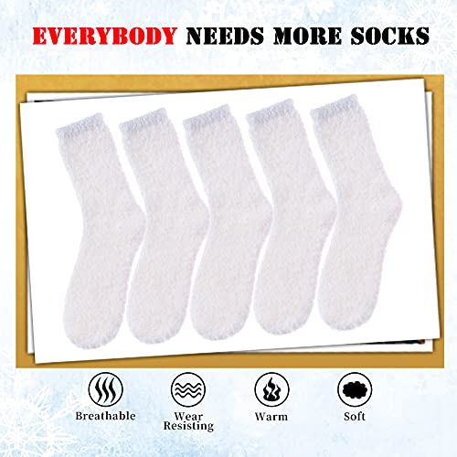 Image of LANLEO 5 /6 Pairs Womens Super Soft Fuzzy Plush Warm Winter Home Sleeping Slipper Socks