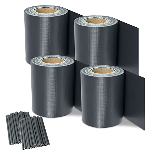 Yakimz Bandes brise-vue pour double mate, 200 m x 19 cm, en PVC, avec 160 clips, film de clôture, 450 g/m², pour clôture de jardin, balcon, clôture double fil, anthracite