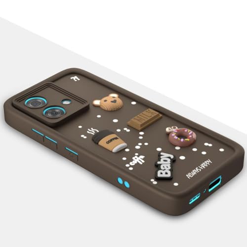 Image of Bintage Cute Fun Ball | Taddy Cartoon 3D Smiley Coffee Cup | Milk Donut | Full Camera Protection Back Cover Compatible for Moto Edge 40 Neo - Brown
