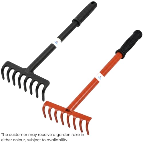 Image of Utkarsh Garden Rake with 8 Teeth or Prongs | Heavy Duty Gardening Tool for Home Garden | Lawn, Landscaping Yard, Garden Leaf Rake | Weeding, Tilling, Aerating Soil Rake - Set of 1 Tool