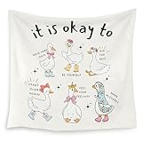LADOCK Mental Health Goose Wall Tapestry, Goose Nursery Decor, It's Okay to Inspirational Quotes Tapestry Wall Hanging Decor for Girls Kids Room Playroom Therapy Office, 50x60 Inch