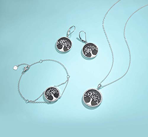 Agvana Sterling Silver Tree Of Life Necklace For Women Genuine Black Onyx Cz Dainty Family Tree Pendant Anniversary Jewelry Birthday Gifts For Women Girls Mom Grandma Wife Daughter #TOP3