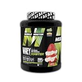 MUSCLE MASTER WHEY 1800G | recuperación muscular | concentrado de suero máxima calidad | DIGEZIME | STEVIA (Fresa-Crema)