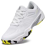 FENLERN Tennis Shoes for Men Wide Width Non Slip Pickleball Racquetball Shoes Arch Support Athletic Court Shoes Breathable Running Walking Sneakers, White Wide 11.5