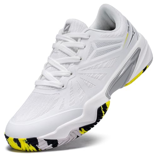 FENLERN Men's Wide Tennis & Court Shoes, White, 10.5
