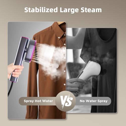Travel Steamer for Clothes, 2-in-1 Steamer & Iron for Clothes,15s Fast Heat-up, 1200W Portable Handheld Garment Steamer, Large Ceramic Heat Panel for Home, Office,Travel(ONLY FOR 120V), Rose Red by FFQ - Used condition - Image 7
