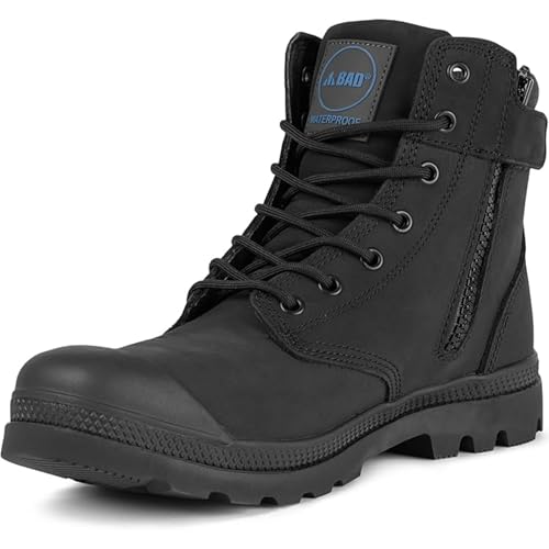 Bad Workwear Unisex Signature Waterproof Zip Side Safety Workboots, Black, 14 US Women/13 US Men