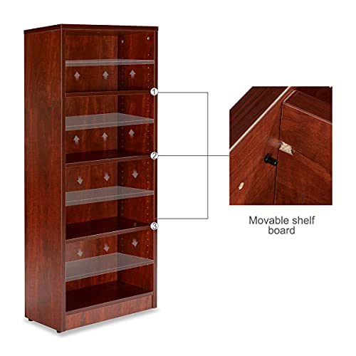 4 Shelf Wood Bookcase Freestanding Display Shelf Adjustable Layers Bookshelf For Home Office Library Small Narrow Space(24.4W X 11.6D X 55.9H Inch,Cherry,4-Layers) #TOP4