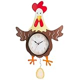The Lakeside Collection Pendulum Wall Clocks - Rustic Farmhouse Kitchen Clock - Rooster