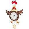 The Lakeside Collection Pendulum Wall Clocks Rustic Farmhouse Kitchen Clock Rooster