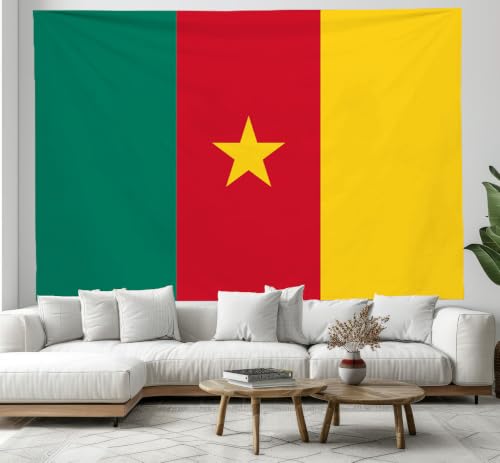 Drapeau Cameroun tapisserie murale tissu polyester déco 70x90