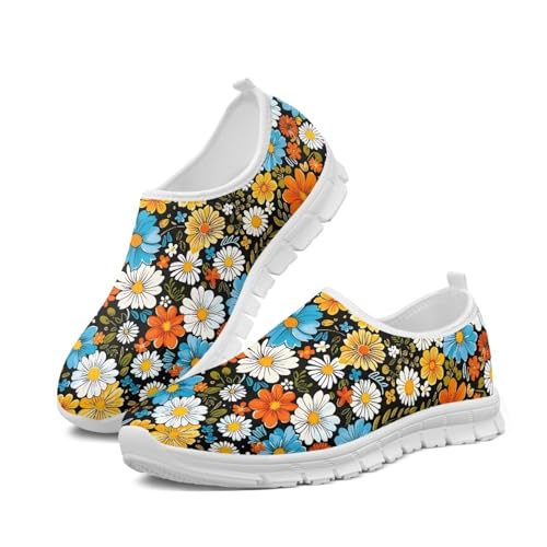 Jeiento Boho Blossom Womens Casual Loafer Slip On Lightweight Comfort Travel Walking Flats Shoes