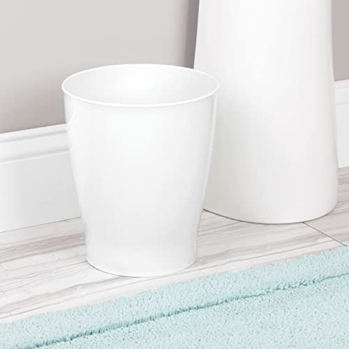 Mdesign Round Plastic Bathroom Garbage Can, 1.25 Gallon Wastebasket, Garbage Bin, Trash Can For Bathroom, Bedroom, And Kids Room - Small Bathroom Trash Can - Fyfe Collection - White #TOP1