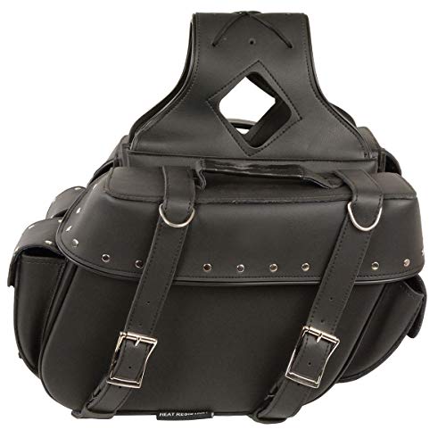 Milwaukee Leather SH574ZB Black Large Zip-Off PVC Throw Over Riveted Saddle Bag by Milwaukee Leather - Image 2