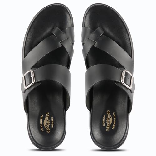 Image of Medifeet Men's Toe-Ring Leather Highway Sandals