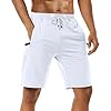 Boyzn 2 Pack Shorts for Men, Summer Casual Cotton Athletic Sports Shorts, Quick Dry Elastic Waist Gym Joggers, Adjustable Drawstring Workout Running with Zipper Pockets Black/White 3XL #3