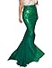 Quesera Women's Mermaid Tail Costume Sequin Maxi Skirt Cosplay Halloween Party Dress, Green, tag XL= US 10-14