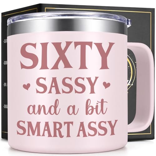 Lifecapido 60th Birthday Gifts for Women, 14oz Sixty Sassy And