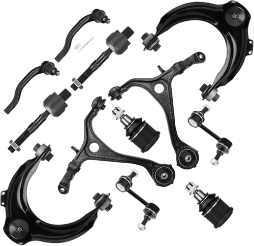Image of Front Upper and Lower Control Arms w /Ball Joint, Outer Tie Rods Sway Bars Suspension kit Replacement for Accord 2003-2007(2.4L Gas Engine), Acura TSX 2004-2008 (12pc)