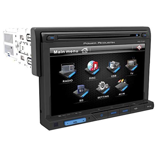 POWER ACOUSTIK PD-710 Single DIN Multimeadia Source with Detachable 7-Inch Oversize LCD Touchscreen