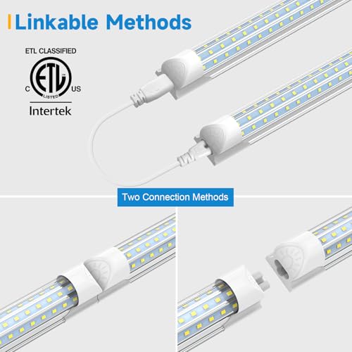 SHOPLED (12 Pack LED Shop Light 4FT, 48W 7200LM 6000K Cool White, D-Shaped, Linkable LED Light Fixtures, T8 Tube Lights 4FT for Workshop Garage Basement, ETL Listed by SHOPLED - Used condition - Image 6