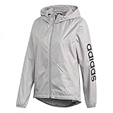 Hoher Ausschnitt adidas Damen Essentials Linear Windbreaker, Grau/Schwarz, X-Large