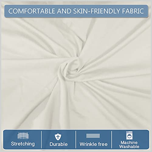 Lansheng Bar Stool Covers Stretch Washable Removable Bar High Chair Cover Counter Stool Chair Slipcover, For Short Back Pub Chairs For Kitchen, Dining Room, Home, Cafe Counter(Ivory White,Set Of 4) #TOP5