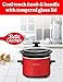 Betty Crocker 0.7-Quart Mini Slow Cooker, Chocolatier & Simmer Pot, Electric Pot with Removable Stoneware Crock, Cool Touch Handles, Tempered Glass Lid, Perfect for Fondue & Dips, BC-2555R, Red