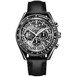 DAXIAOYU Orologio creativo da uomo, design con superficie meteorite, completamente automatico, multifunzione, impermeabile, luminoso, orologio da lavoro, Nero-Silicone, Lusso