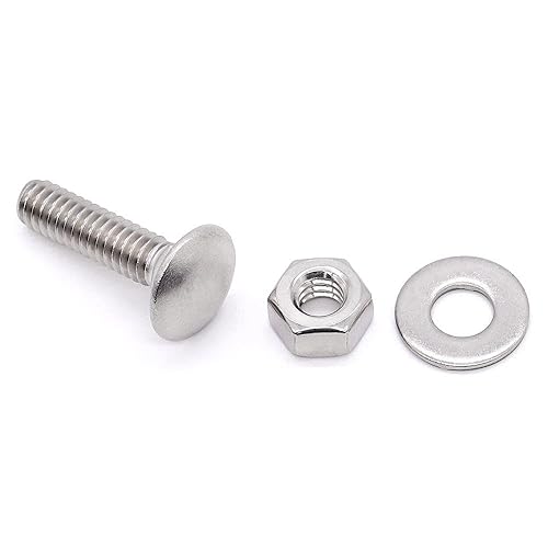 Miniatura 49 de Glvaner Tornillos de acero inoxidable de 3/8-16 x 3-1/2 pulgadas, cabeza redonda, cuello cuadrado, tuercas hexagonales y arandelas planas, acero