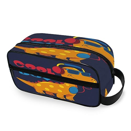 Tragbare Kulturtasche Lustige Dinosaurier Charakter Reise Waschtasche Multifunktions Kosmetiktasche Make-up-Tasche Aufbewahrungstasche für Frauen Männer Jungen Mädchen, multi