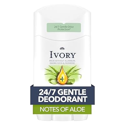Ivory Aluminum Free Deodorant, Notes of Aloe, 24hr Gentle Deodorant, Dermatologist Tested, Baking Soda Free, Paraben Free, 2.4 oz